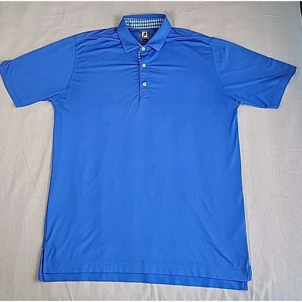 FootJoy Polo Shirt Mens XL Blue Stretch Golf Embroidered Logo Sporty Dad Preppy